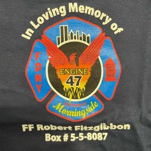 FDNY Robert Fitzgibbon Memorial Cotton T-Shirt. Navy. Large. NEW.